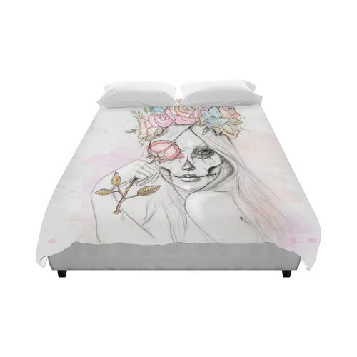 Boho Queen, skull girl, watercolor woman Duvet Cover 86"x70" ( All-over-print)