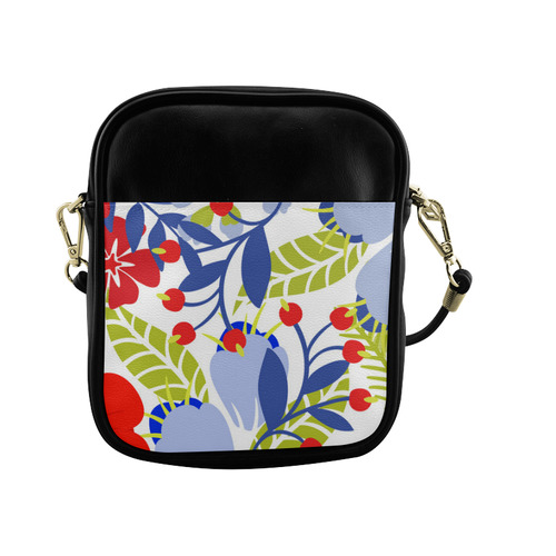 Colorful Red Blue Modern Floral Pattern Sling Bag (Model 1627)