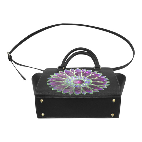 Purple Mosaic Flower Classic Shoulder Handbag (Model 1653)