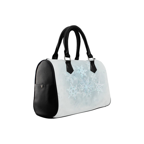 Snowflakes White and blue Boston Handbag (Model 1621)