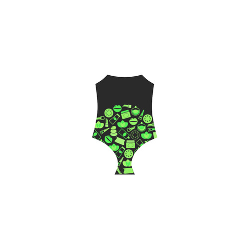 New in shop. Vintage original designers fashion / black and wild green. Art Collection 2016 Strap Swimsuit ( Model S05)