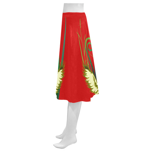 Lovely Swans  & Flower Lily in a Pond Mnemosyne Women's Crepe Skirt (Model D16)