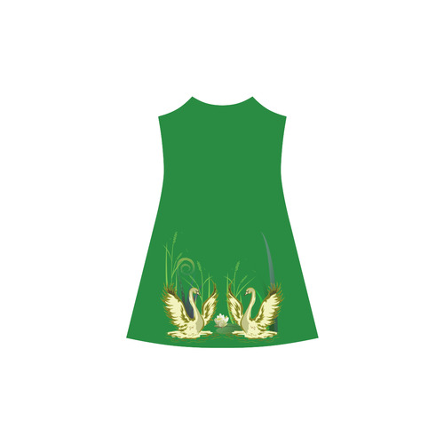 Lovely Swans  & Flower Lily in a Pond Alcestis Slip Dress (Model D05)