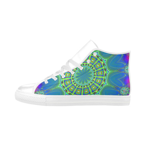 Fractal Kaleidoscope Mandala Flower Abstract 29 Aquila High Top Microfiber Leather Women's Shoes (Model 032)