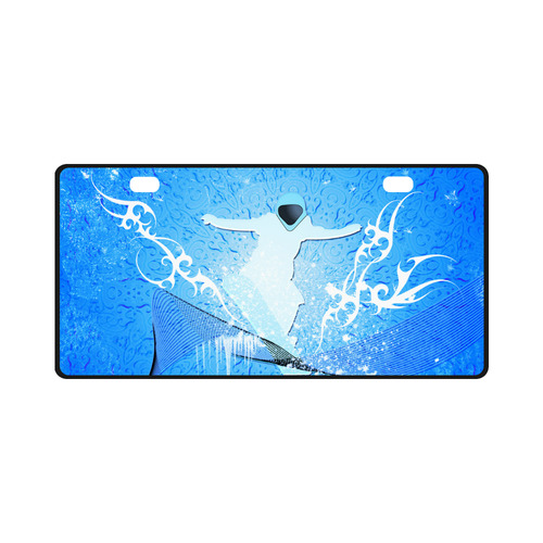 Snowboarder with snowflakes License Plate