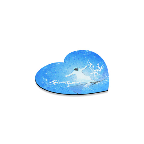 Snowboarder with snowflakes Heart Coaster