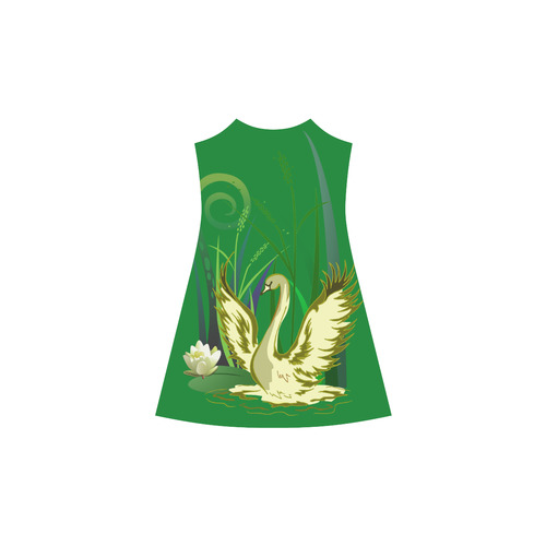 Lovely Swan   & Flower Lily in a Pond Alcestis Slip Dress (Model D05)