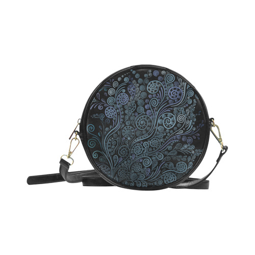 3D psychedelic ornaments, blue Round Sling Bag (Model 1647)