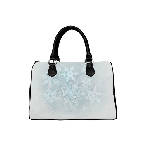 Snowflakes White and blue Boston Handbag (Model 1621)