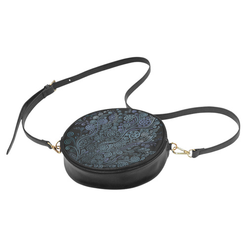 3D psychedelic ornaments, blue Round Sling Bag (Model 1647)