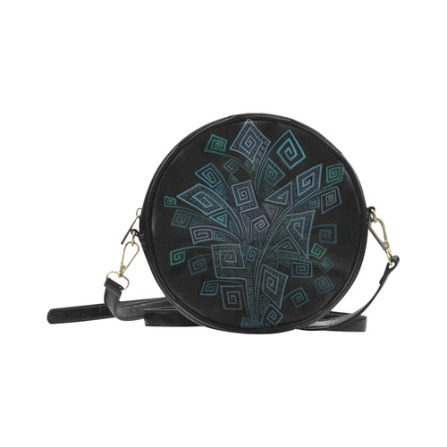 3D Psychedelic Abstract Square Spirals Round Sling Bag (Model 1647)