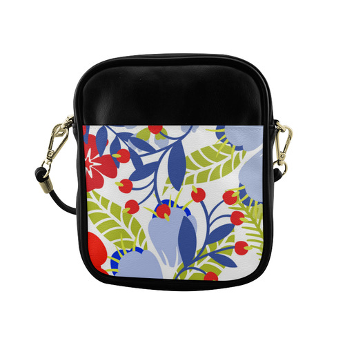 Colorful Red Blue Modern Floral Pattern Sling Bag (Model 1627)