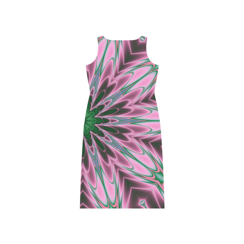 Fractal Kaleidoscope Mandala Flower Abstract 27 Phaedra Sleeveless Open Fork Long Dress (Model D08)