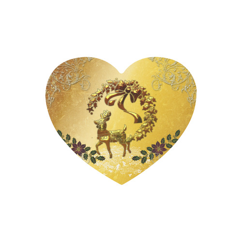 Reindeer in golden colors Heart-shaped Mousepad