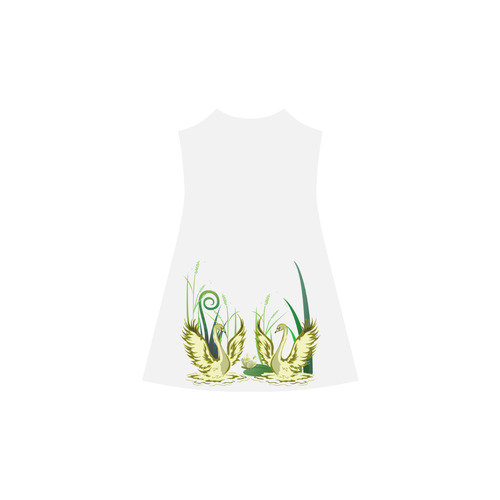 Lovely Swans  & Flower Lily in a Pond Alcestis Slip Dress (Model D05)