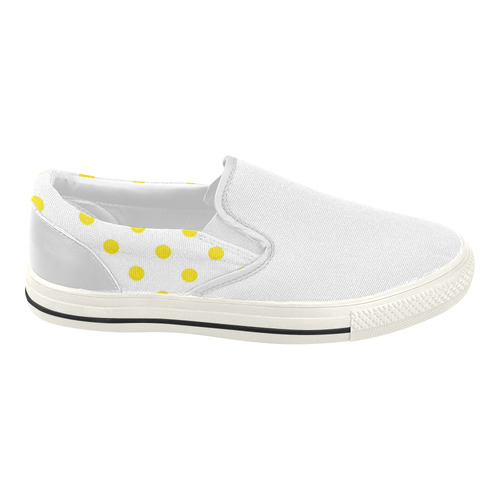 New arrival in Shop : White and yellow designers shoe. Arrivals for 2016. Luxury shoes Women's Slip-on Canvas Shoes (Model 019)