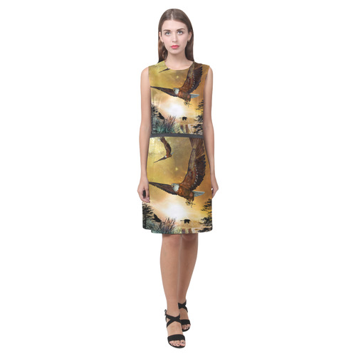 Awesome flying eagle Eos Women's Sleeveless Dress (Model D01)