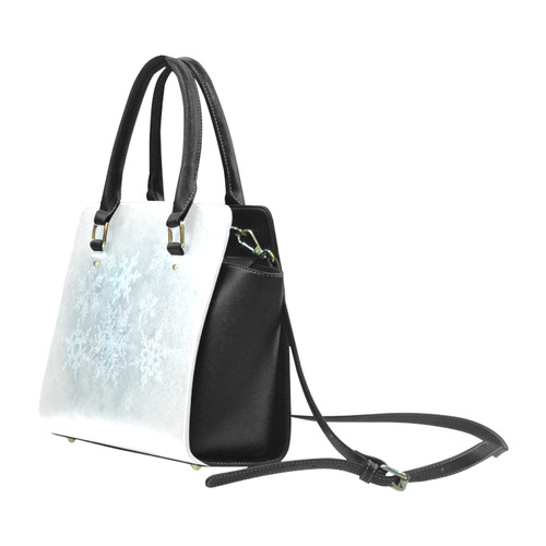 Snowflakes White and blue Classic Shoulder Handbag (Model 1653)
