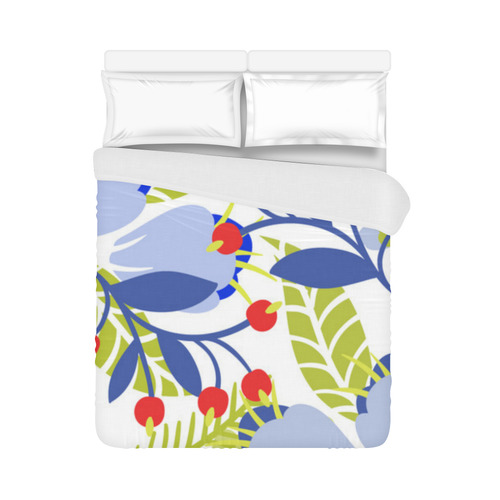 Colorful Red Blue Modern Floral Pattern Duvet Cover 86"x70" ( All-over-print)