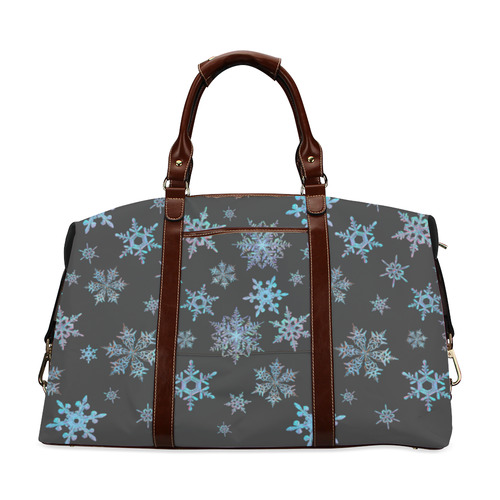 Snowflakes, Blue snow, stitched design Classic Travel Bag (Model 1643) Remake