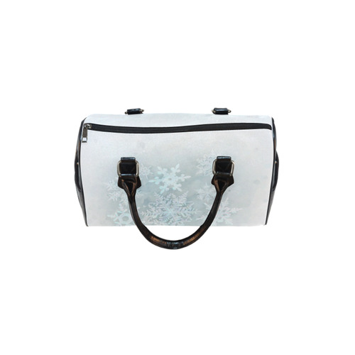 Snowflakes White and blue Boston Handbag (Model 1621)