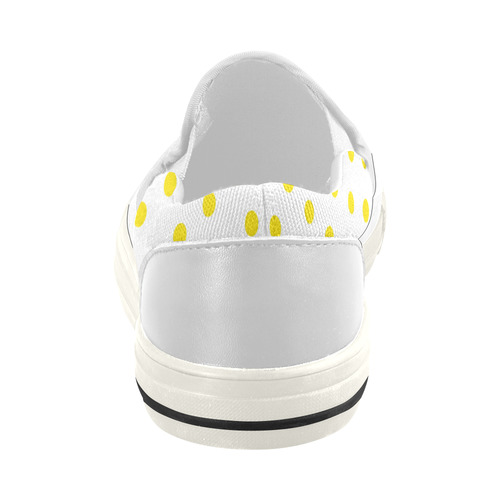 New arrival in Shop : White and yellow designers shoe. Arrivals for 2016. Luxury shoes Women's Slip-on Canvas Shoes (Model 019)