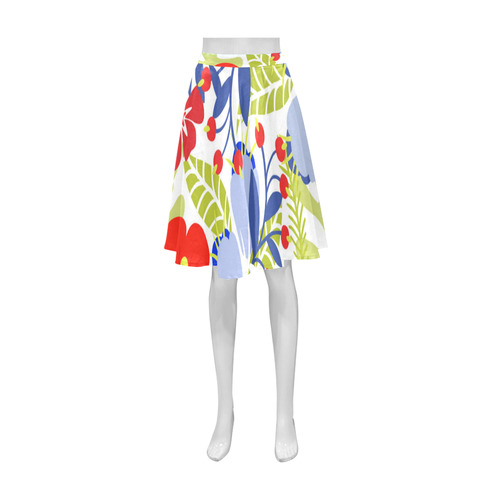 Colorful Red Blue Modern Floral Pattern Athena Women's Short Skirt (Model D15)