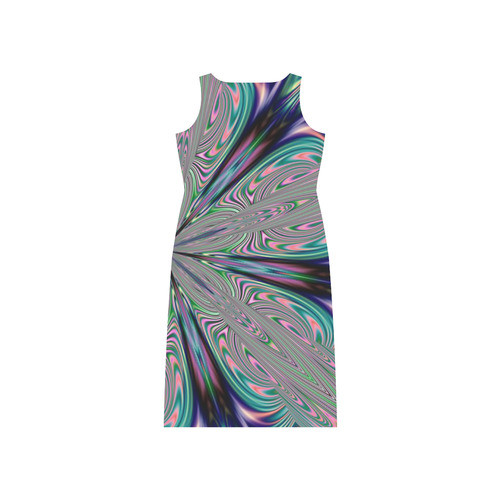 Fractal Kaleidoscope Mandala Flower Abstract 33 Phaedra Sleeveless Open Fork Long Dress (Model D08)