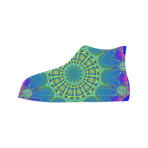 Fractal Kaleidoscope Mandala Flower Abstract 29 Aquila High Top Microfiber Leather Women's Shoes (Model 032)