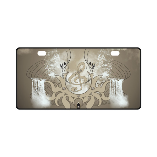 Music, clef with waterfalls License Plate