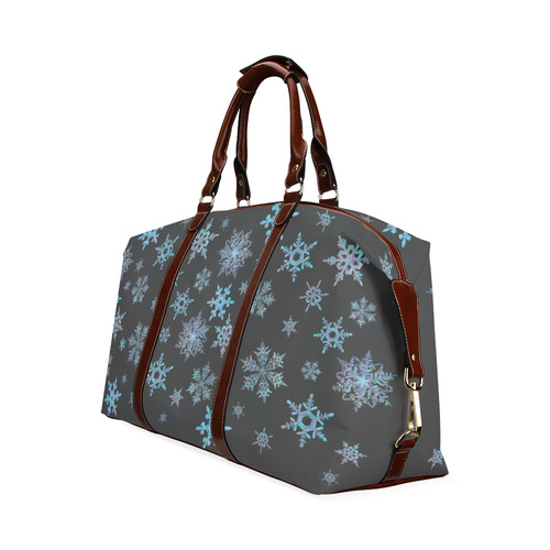 Snowflakes, Blue snow, stitched design Classic Travel Bag (Model 1643) Remake