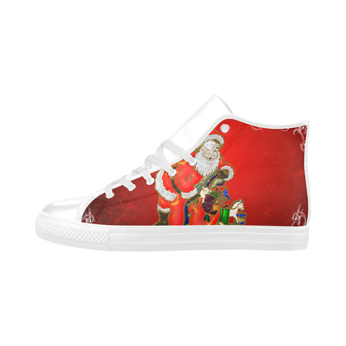 Cute toon Santa claus Aquila High Top Microfiber Leather Women's Shoes (Model 032)