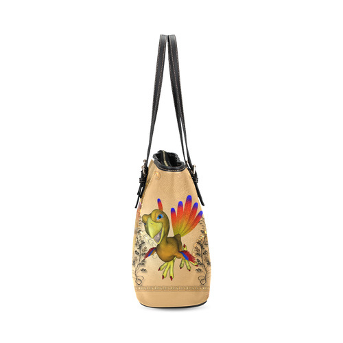 funny toon phoenix Leather Tote Bag/Small (Model 1640)