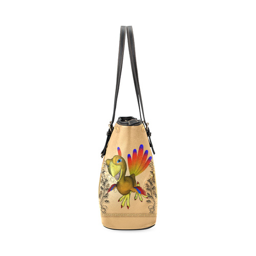 funny toon phoenix Leather Tote Bag/Small (Model 1640)