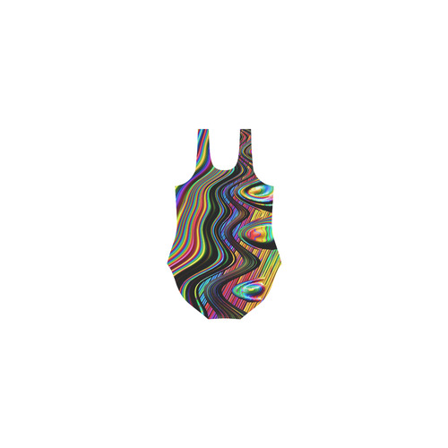 Colors Gone Wild Abstract Fractal Art Vest One Piece Swimsuit (Model S04)