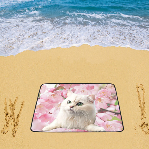 Cat and Flowers Beach Mat 78"x 60"