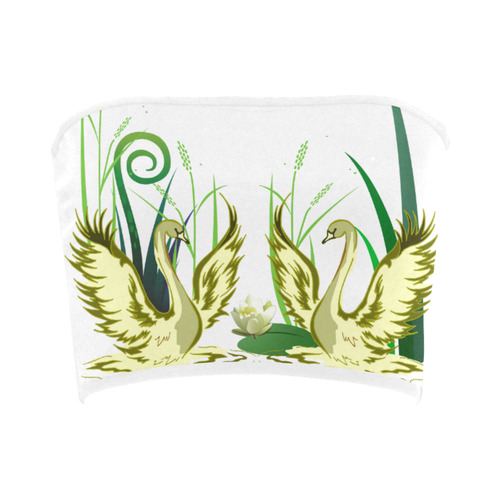 Lovely Swans  & Flower Lily in a Pond Bandeau Top