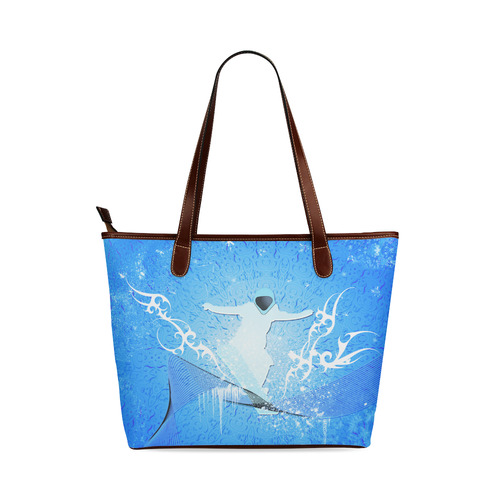 Snowboarder with snowflakes Shoulder Tote Bag (Model 1646)
