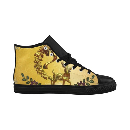 Reindeer in golden colors Aquila High Top Microfiber Leather Men's Shoes/Large Size (Model 032)