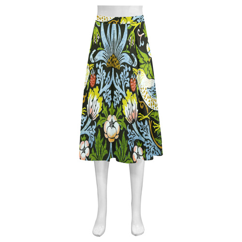 Strawberry Thief William Morris Vintage Floral Mnemosyne Women's Crepe Skirt (Model D16)
