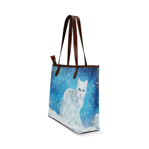 Abstract cute white cat Shoulder Tote Bag (Model 1646)