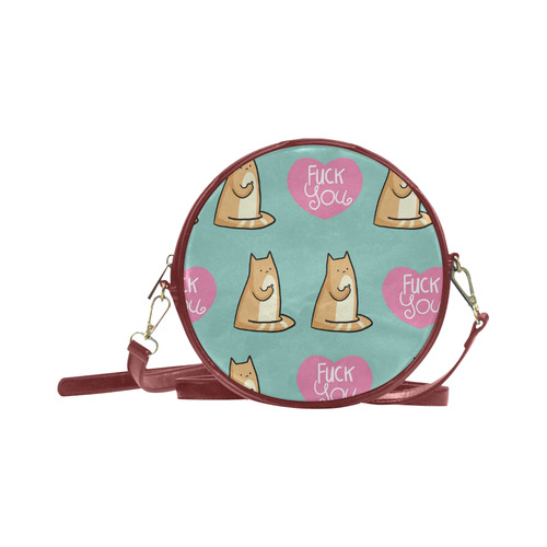 bag fuckyou cat Round Sling Bag (Model 1647)