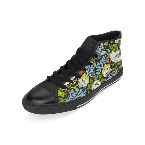 Strawberry Thief William Morris Vintage Floral High Top Canvas Women's Shoes/Large Size (Model 017)