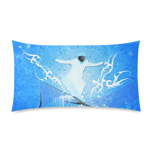 Snowboarder with snowflakes Custom Rectangle Pillow Case 20"x36" (one side)