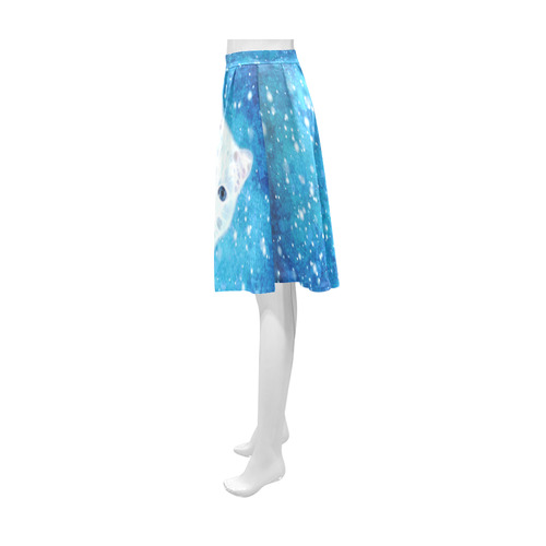 Abstract cute white cat Athena Women's Short Skirt (Model D15)