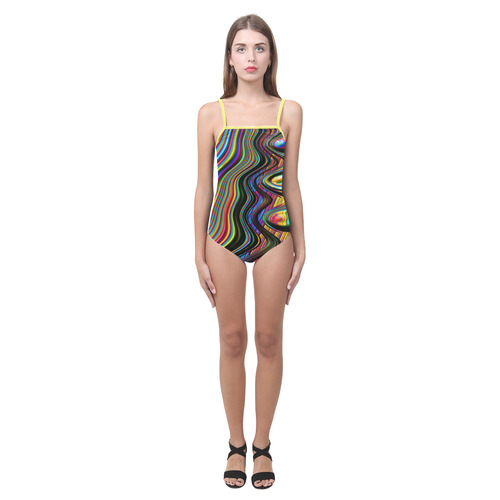 Colors Gone Wild Abstract Fractal Art Strap Swimsuit ( Model S05)