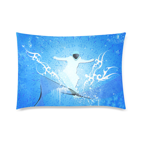 Snowboarder with snowflakes Custom Zippered Pillow Case 20"x30" (one side)