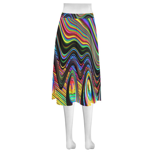 Colors Gone Wild Fractal Abstract Art Mnemosyne Women's Crepe Skirt (Model D16)