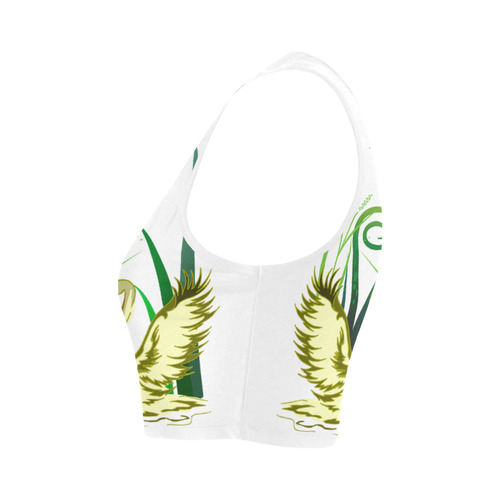 Lovely Swans  & Flower Lily in a Pond Women's Crop Top (Model T42)