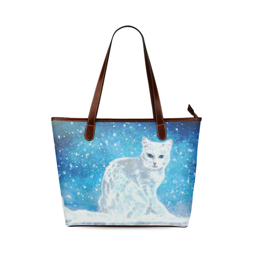 Abstract cute white cat Shoulder Tote Bag (Model 1646)